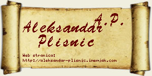 Aleksandar Plisnić vizit kartica